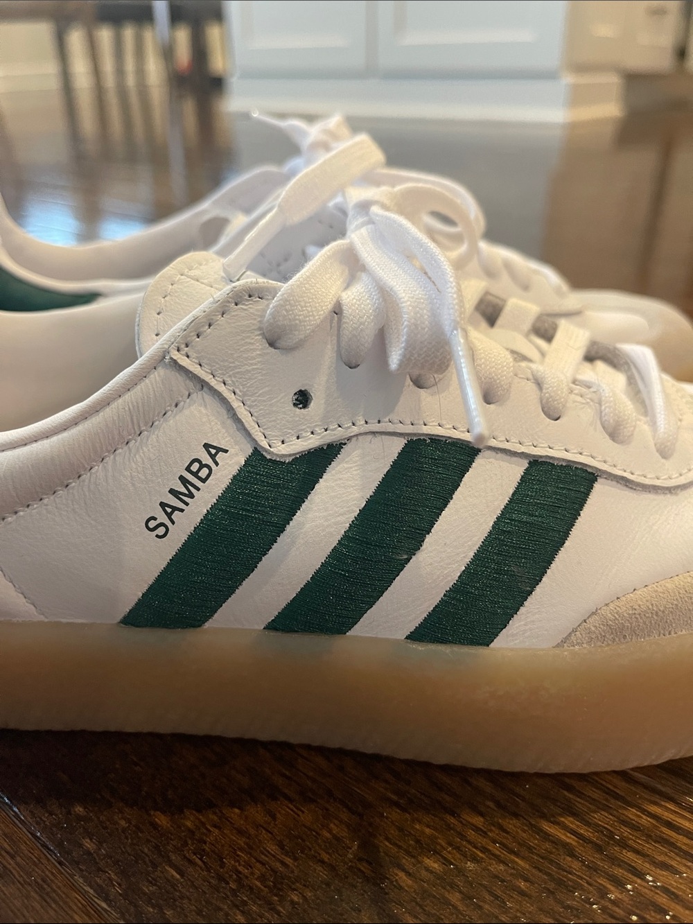 Adidas Samba OG White Green Gum Sole Sneakers Size 7.5 - Picture 2 of 7